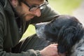 Love and affection between man and his dog Royalty Free Stock Photo