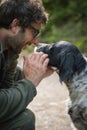 Love and affection between man and his dog Royalty Free Stock Photo