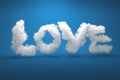 Love is in the air - The letters LOVE as clouds in front of a blue sky background and casting shadows Royalty Free Stock Photo