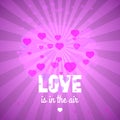 Love is in the air, st Valentine`s day greeting card, vector tem