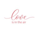 Love is in the air vector hand lettering inscription isolated on white background. Valentine`s Day typography Royalty Free Stock Photo