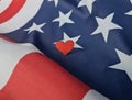 Love for America and heart on the background of USA flag Royalty Free Stock Photo