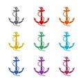 Love anchor logo template design icon isolated on white background. Set icons colorful Royalty Free Stock Photo