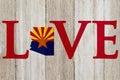 Love Arizona message with the Arizona state map in the Arizona flag colors Royalty Free Stock Photo