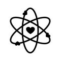 Love atom icon. Symbol Valentine`s day on white background