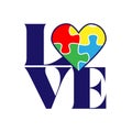 Love with Autism puzzle heart.