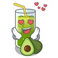 In love avocado smoothies are isolated on characters