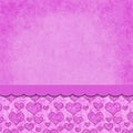 Love background with heart on grunge pink with a ribbon Royalty Free Stock Photo