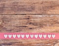 Love background with hearts decoration and wooden background Royalty Free Stock Photo