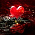 Love background with red heart in a water. Valentine`s Day. Royalty Free Stock Photo