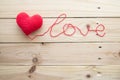 Love Background Red heart on wooden background Royalty Free Stock Photo