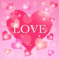 Valentines day romantic pink heart shiny pattern