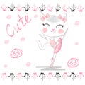 Love ballet. Doodle of cute dancing ballet cat