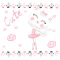 Love ballet. Doodle of cute dancing ballet cat