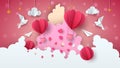 Love balloon illustration. Valentine s Day. Cloud, star, sky Royalty Free Stock Photo