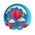 Love balloon illustration. Valentine s Day. Cloud, star, sky. Royalty Free Stock Photo