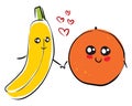 Love of banana and orange vector or color illustration Royalty Free Stock Photo