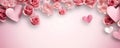 Love hearts, roses and petals background - Valentines design theme