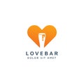 Love and bar negative space logo design Royalty Free Stock Photo