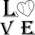 Love Baseball Jpg with svg vector cut file for cricut and silhouette Royalty Free Stock Photo