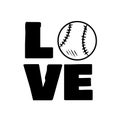 Love baseball sport design. Baseball ball and typography print Royalty Free Stock Photo