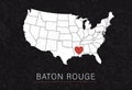 Love Baton Rouge Picture. Map of United States with Heart as City Point. Vector Stock Illustration Royalty Free Stock Photo