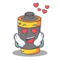 In love battery mascot cartoon style