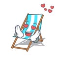 In love beach chair mascot cartoon