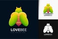 Love bee logo design with gradient Royalty Free Stock Photo