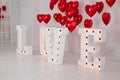Love big letters with led retro bulbs glowing. Word LOVE illuminated with a big letters. Inscription is love. Glowing large letter