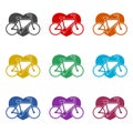 Love bike logo icon isolated on white background. Set icons colorful