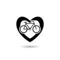 Love bike logo icon with shadow