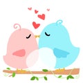 Love bird on branch white background