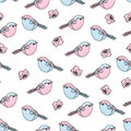 LOVE BIRD Valentine`s Seamless Pattern