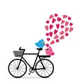 Love birds with bicycle vector