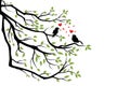 Love birds on a branch tree in love vector image Royalty Free Stock Photo