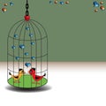 Love birds in a cage Royalty Free Stock Photo