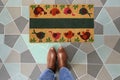 Love Birds Door mat with Brown shoes Welcome entry designer doormat