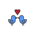 Love birds with heart filled outline icon Royalty Free Stock Photo