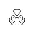 Love birds with heart line icon Royalty Free Stock Photo