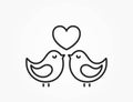 love birds with heart line icon. love and romantic symbol. vector image for valentines day design Royalty Free Stock Photo