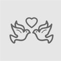 Love birds and heart. Simple isolated vector icon Royalty Free Stock Photo