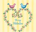 Love birds with heart wreath