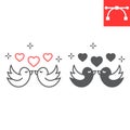Love birds line and glyph icon Royalty Free Stock Photo