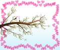 Love Birds in a spring branch tree vector Royalty Free Stock Photo