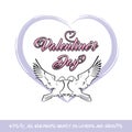 Love Birds Valentine Day Purple Heart