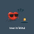 Love is Blind. The heart is wearing a shade. Conceptual Vector Illustration Royalty Free Stock Photo