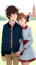 Love in Bloom: A Romantic Date in the Park. AI generated Illustration
