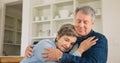 Love, bond and mature couple hug, affection or cuddle together for romance, relax retirement or home break. Soulmate Royalty Free Stock Photo