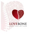 Love bone logo, creative heart and negative space backbone vector Royalty Free Stock Photo